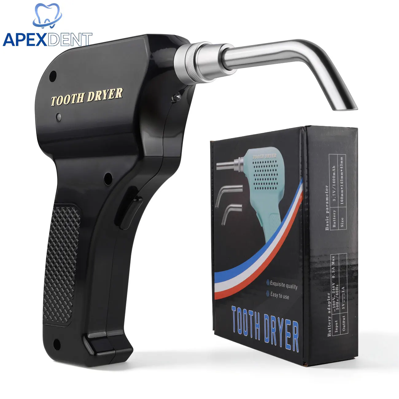 Dental Cool Air Tooth Dryer with Light, Portable Compact Rapid Drying Equipment for Oral Use with 3 Catheters Autoclavable