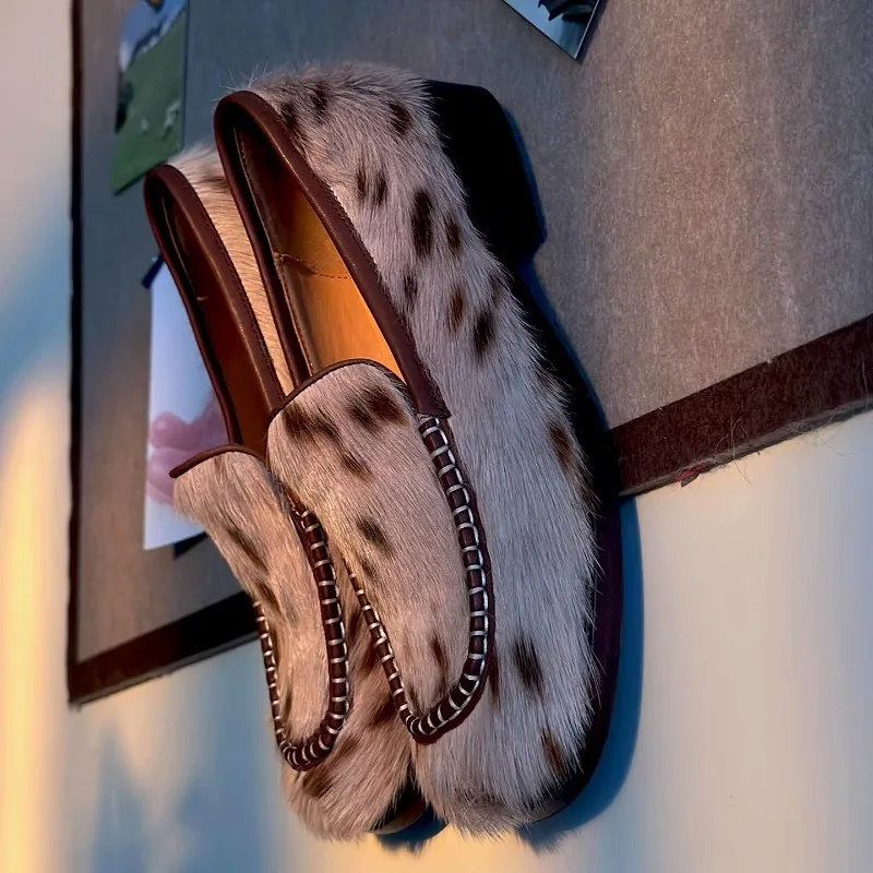 

Повседневные лоферы ручной работы из натуральной кожи с конским волосом на толстой подошве, женская обувь, модная официальная рабочая кожаная обувь без шнуровки, женская обувь