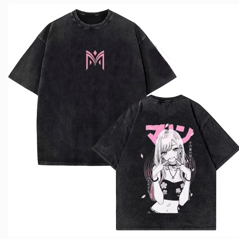 Camiseta Unissex My Dress-Up Darling Kitagawa Marin com Estampa Gráfica Kawaii, Algodão Lavado Retrô, Novo Lançamento de Verão, Estilo Streetwear