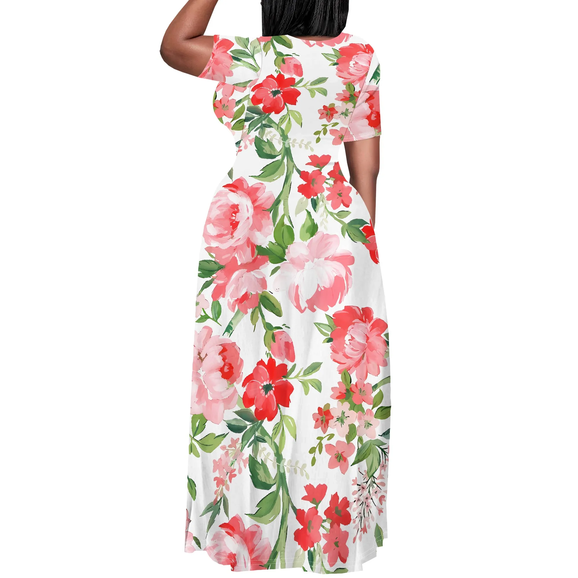 Plus Size Floral Print Elegant Maxi Dress Women's Summer Beach Party Long Dress