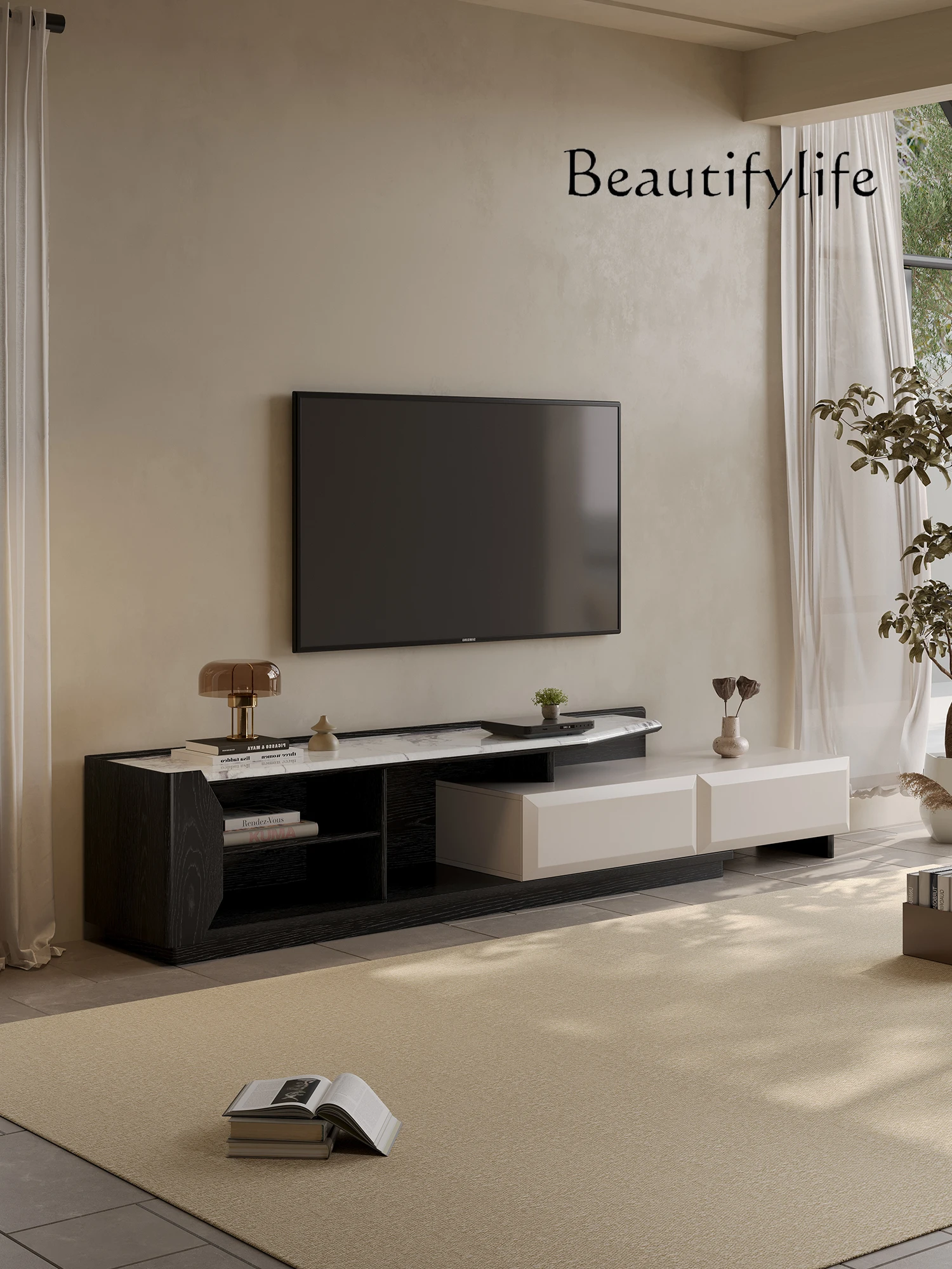 TV Cabinet Living Room Small Apartment Designer Locker High-Grade Retro Style Floor Cabinet