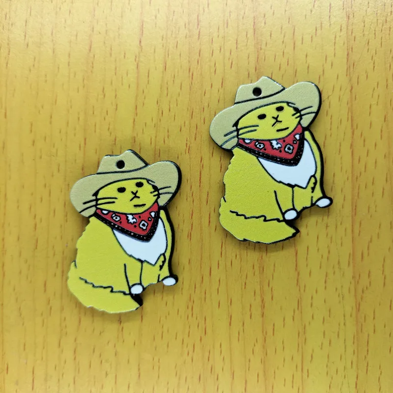 

10pcs Acrylic Animal Hat Charms Cartoon Cat Pet Charm Making Pendant Necklace Earring Keychain Diy Craft Jewelry Accessories