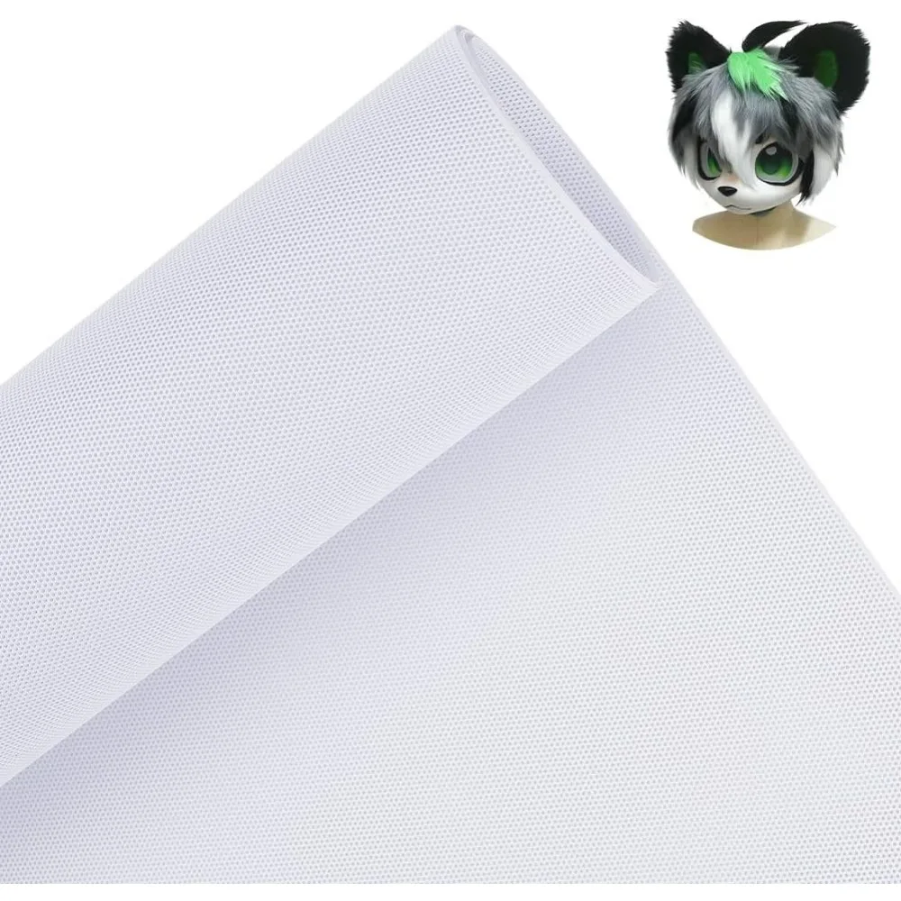 Custom Fursuit Eye Mesh 39x11.8inch White PVC Net 0.45mm Thick Waterproof Printable Mesh for Furries Cosplay Props Fursuits