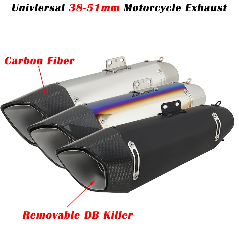 

Universal 51mm Motorcycle Exhaust Pipe Carbon Fiber Escape Modified Muffer DB Killer For ZX25R CB500F DUKE 790 GSX-S 750 S1000RR