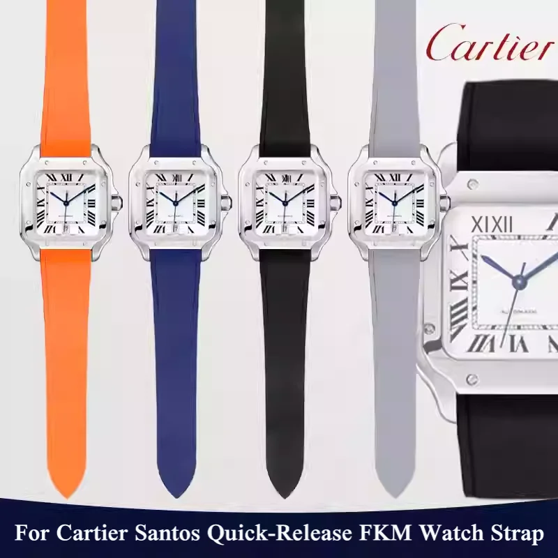 FKM watch for Cartier Santos Quick release interface butterfly buckle 21mm watchband exquisite craftsmanship bracelet watch belt