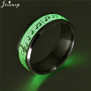 Shining in the dark of the heart finger rings for men and women, punk, music, dragon, luminous ring, jewelry couple, stainless steel, 2024 10 Main Sales Men's Stainless Steel Ring - №10