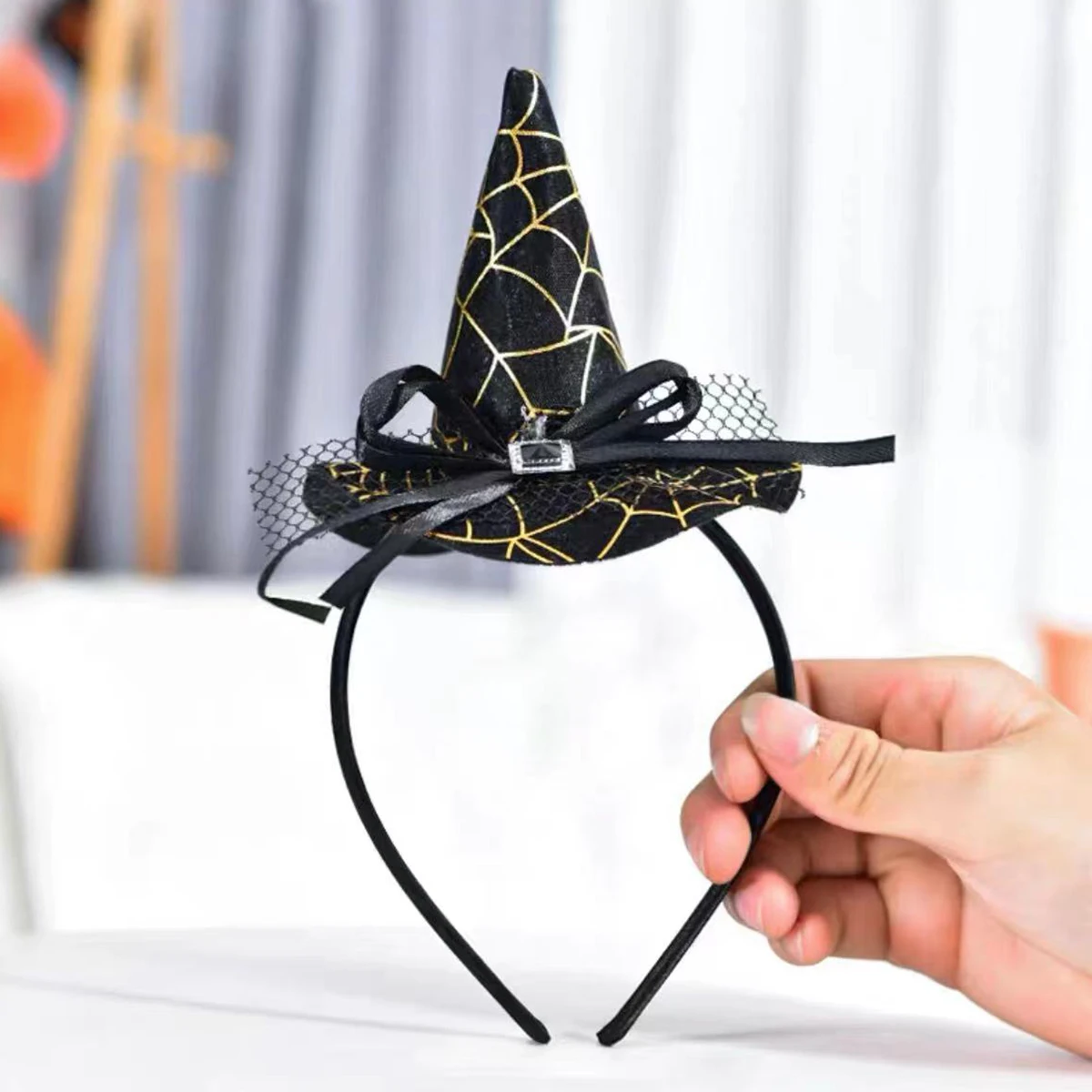 1Pcs Fashion Lace Bow Spider Web Pointed Hair Bands Hoops For Women Girls Party Hair Accessories Halloween Gifts