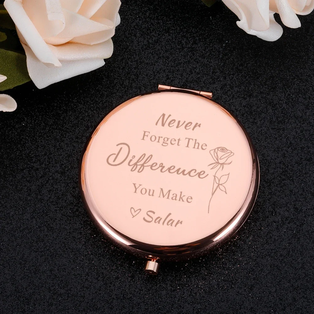 Personalized Compact Makeup Mirror Custom Name Gift for Boss Lady Coworker Her Women Never Forget The Difference You Made Gifts