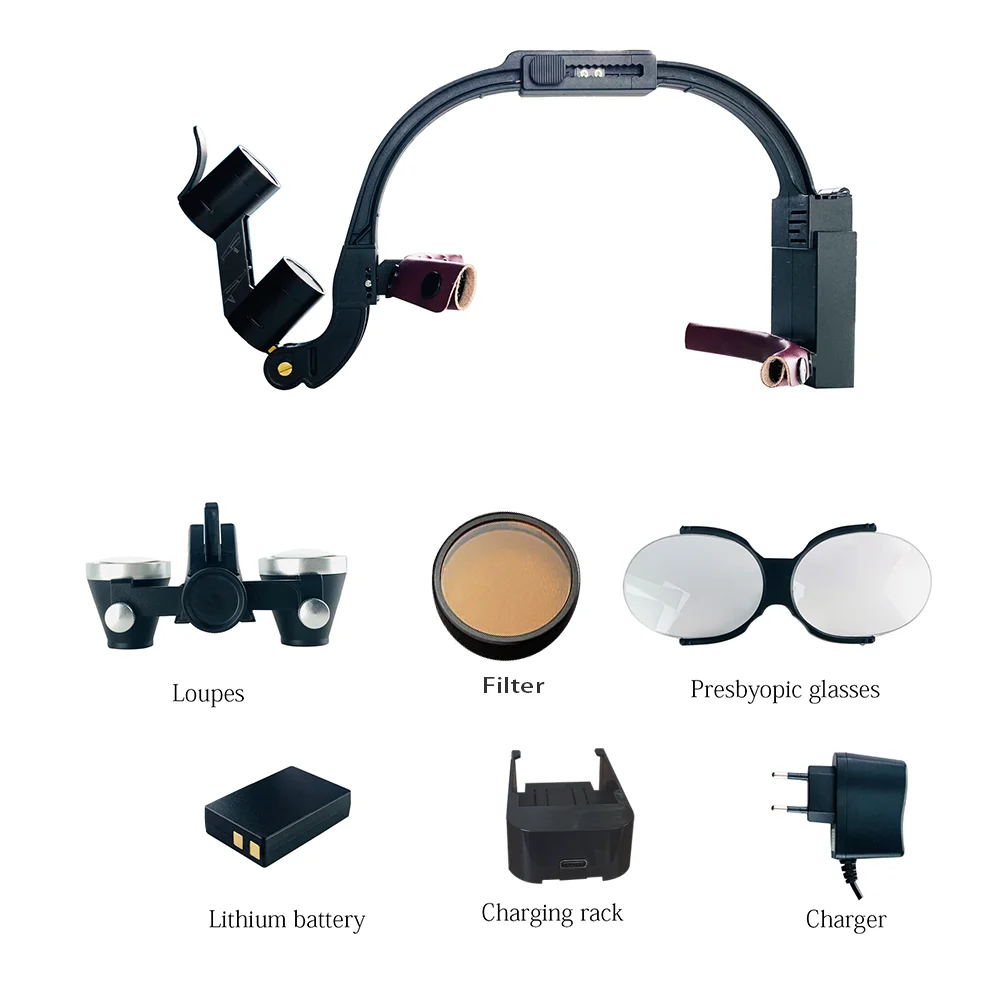 5W lupy stomatologiczne ze światłem Dental reflektor lupy chirurgiczne medyczne lampa czołowa dentysta sprzęt laboratoryjny 2.5X 3.5X lupa