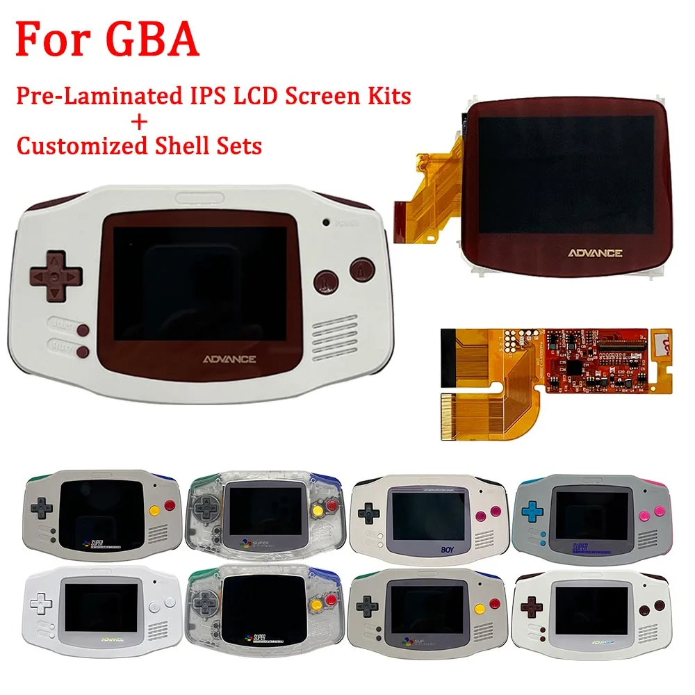 3.0 Inch Point-to-Point Pre-Laminated IPS V3 V4 LCD Screen Kits with Laminated Housing for Game Boy Advance GBA Games Console