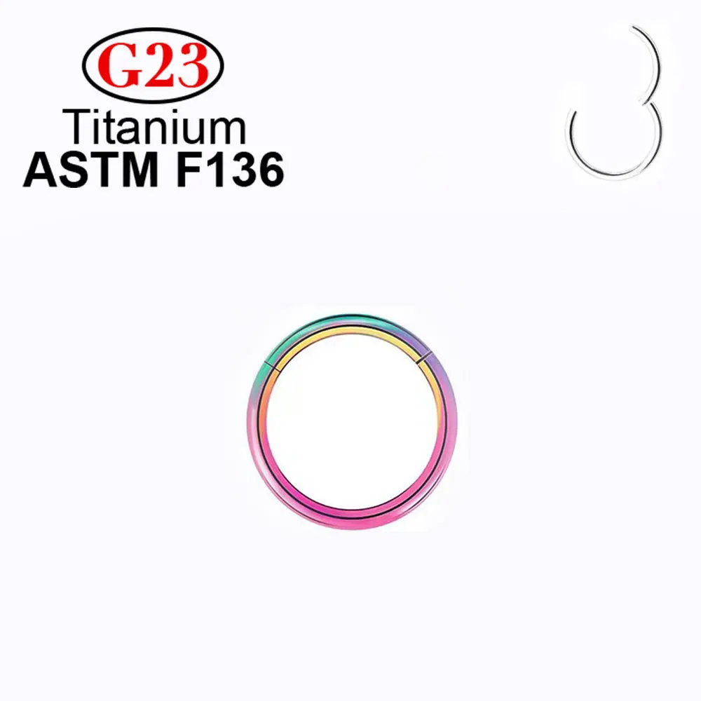 الجملة الأنف الدائري ثقب G23 ASTM F136 التيتانيوم الفرس الأذن الغضروف القرط اللولب الحاجز خواتم مجوهرات للجسم
