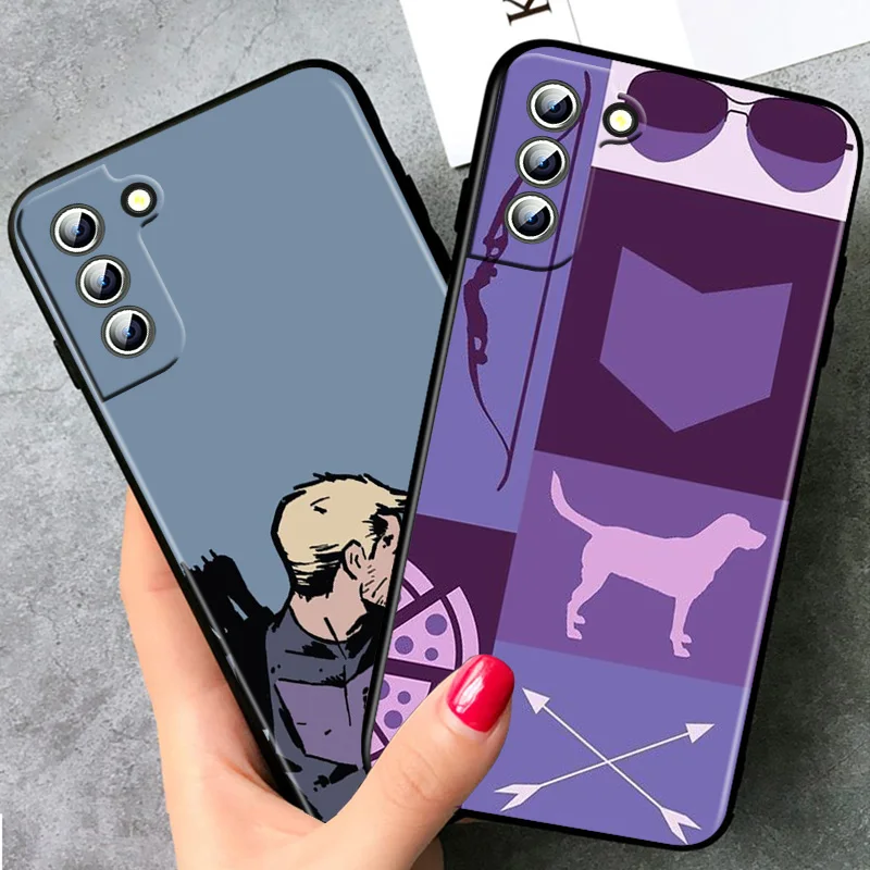 Marvel Hawkeye Phone Case For Samsung Galaxy S22 S21 S20 FE Ultra S10e S10 S9 S8 S7 Lite Plus Edge Black Funda Cover Coque