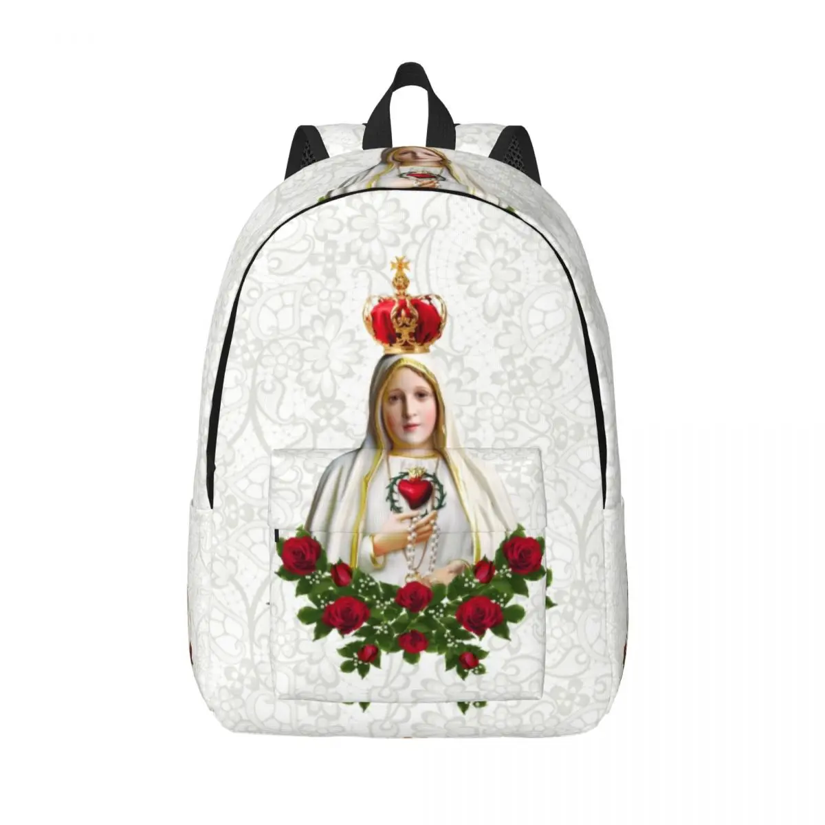 

Our Lady Of Fatima Virgin Mary Laptop Backpack Women Men Casual Bookbag for College School Students Portugal Rosary Catholic Bag