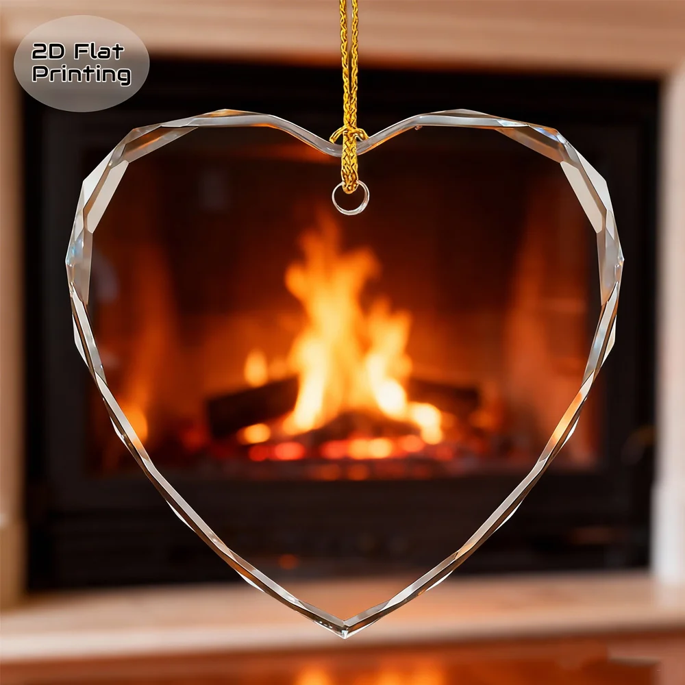 مسطح ثنائي الأبعاد، 1 مجوهرات عيد الميلاد على شكل قلب 2025 - تذكار من الزجاج الكريستالي مع تصميمات سانتا والرنة ورجل الثلج، مثالي لـ g #5