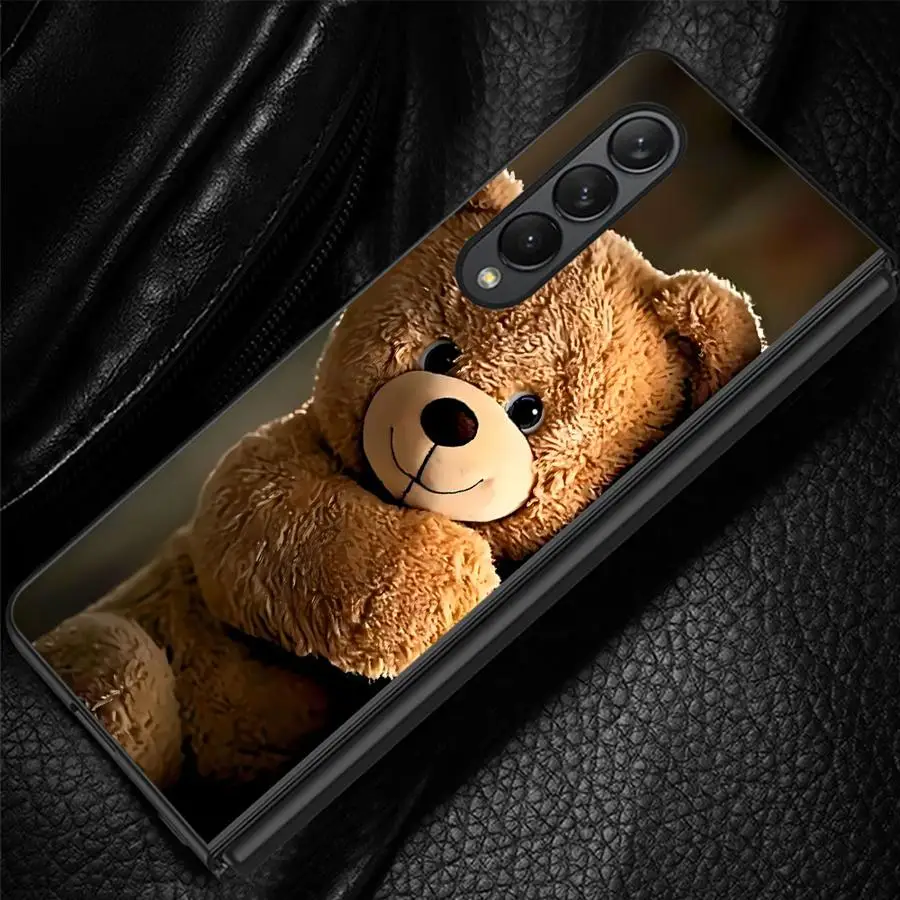 Soft Brown Real Teddy Phone Cover Case for Samsung Galaxy Z Fold 8 Ultra ZFold5 ZFold6 ZFold3 ZFold7 Z Fold 7 6 5 4 3 ZFold4