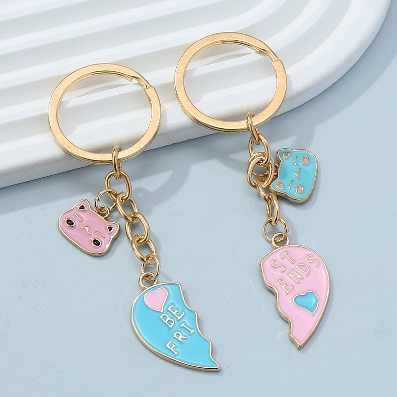 1Pair Couple Keychain Heart Animal Key Rings Lovers For Friend Birthday Gift  Valentine's Day Souvenirs