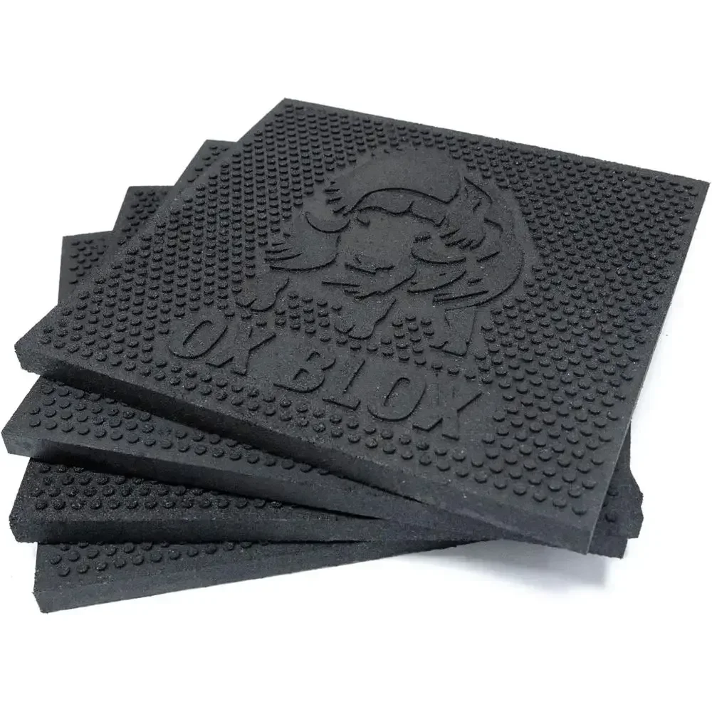EKON 4-Pack RV Jack Stabilizer Pads 12x12x0.75 - Slip-Resistant | Rubber Levelers for Campers and Trailers; Prevents Sinking & A