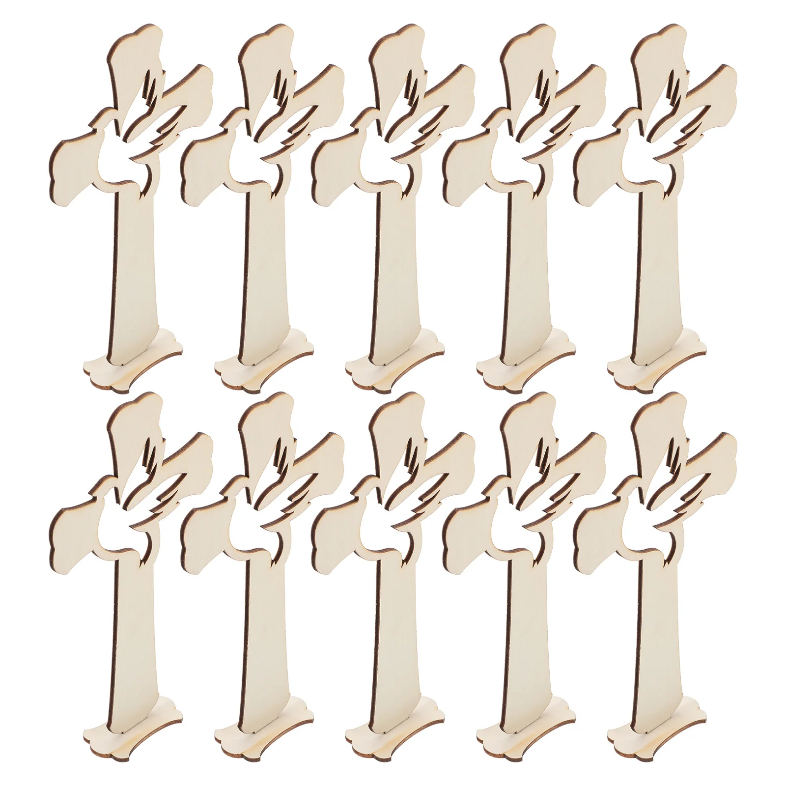 

10pcs Wooden Ornament Unfinished Craft With Base For Diy Religious Decor Desktop Cross Decoration Indoor Home Church Tabletop