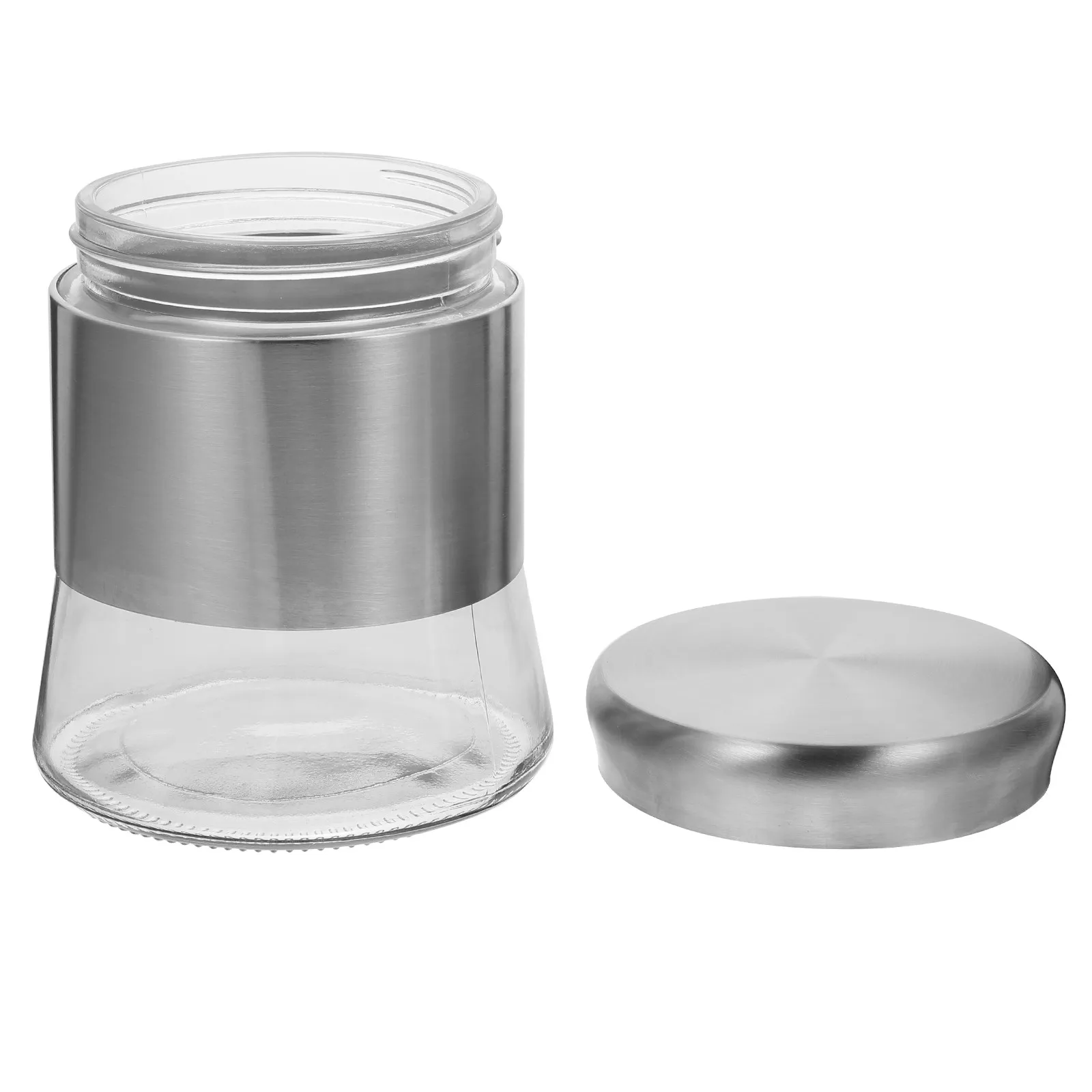 1Pcs Dual Material Glass and Stainless Steel Seasoning Shaker Salt Sugar Pepper Shaker Condiment Bottle Kitchen Storage Jar