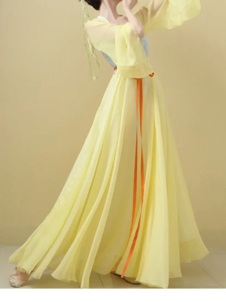 Traditional Chinese Classical Dance Performace Costumes Elegant Training Clothes Immortal Body Charm Gradient Gauze Dress