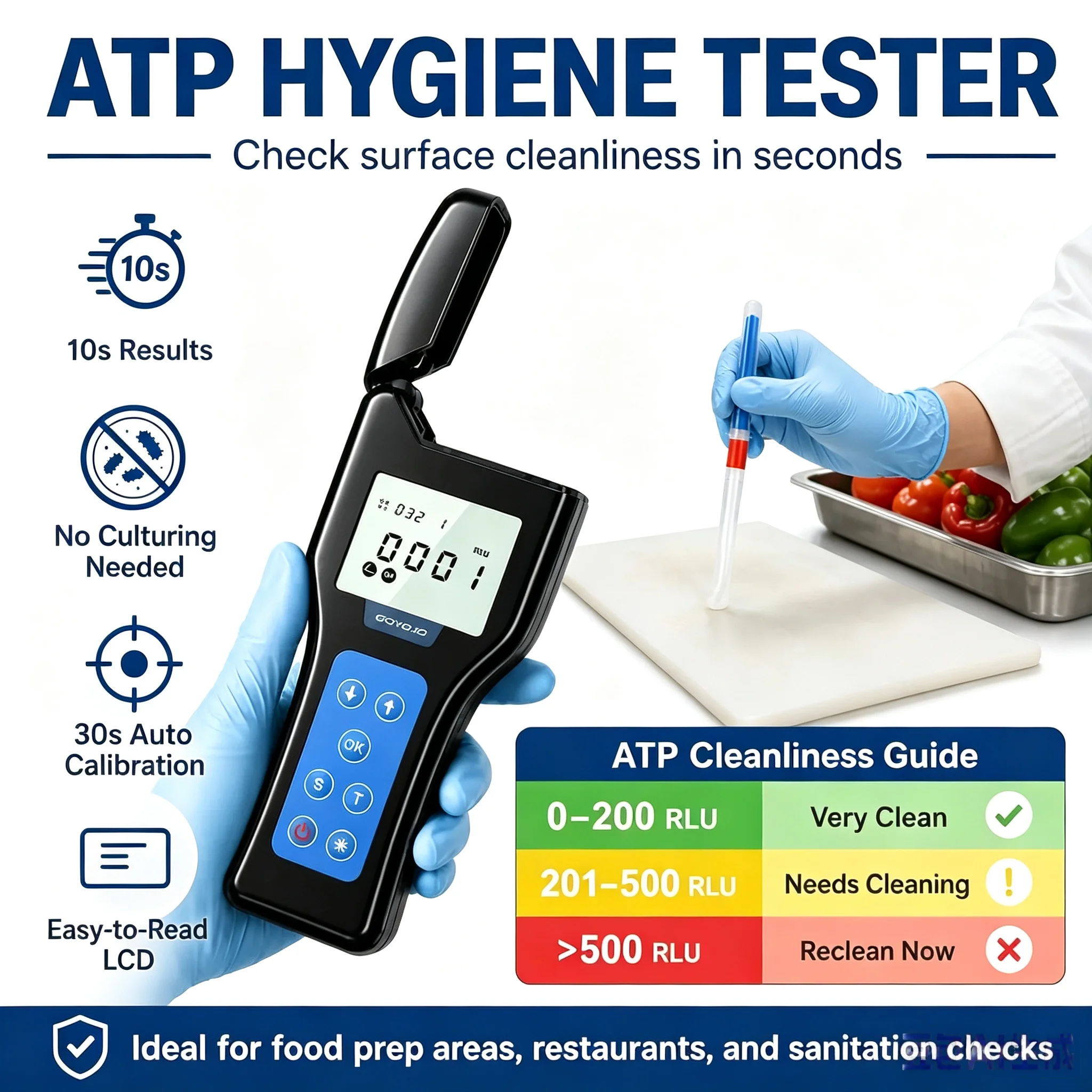 GOYOJO ATP Fluorescence Detector Bacteria Detector Microbial Rapid Detector Detection Limit Escherichia Coli 1.0 CFU/ml