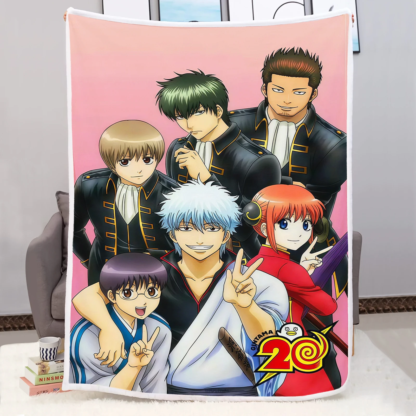Anime Gintama 3D Print Flannel Throw Blanket Soft Warm Fleece Blanket for Sofa Bed Couch Home Decor Travel Blanket Fan Gift