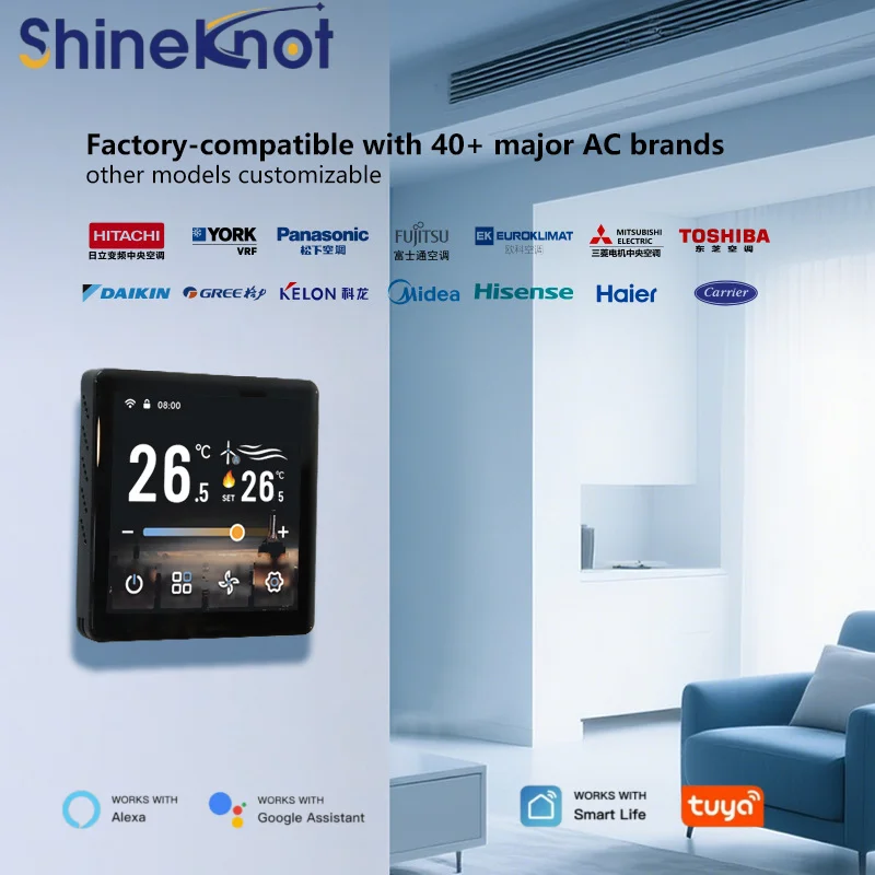 

Shineknot The Central Air Conditioning Fluorine Machine Temperature Touch Control Panel Supports Alexa/Google Voice Control