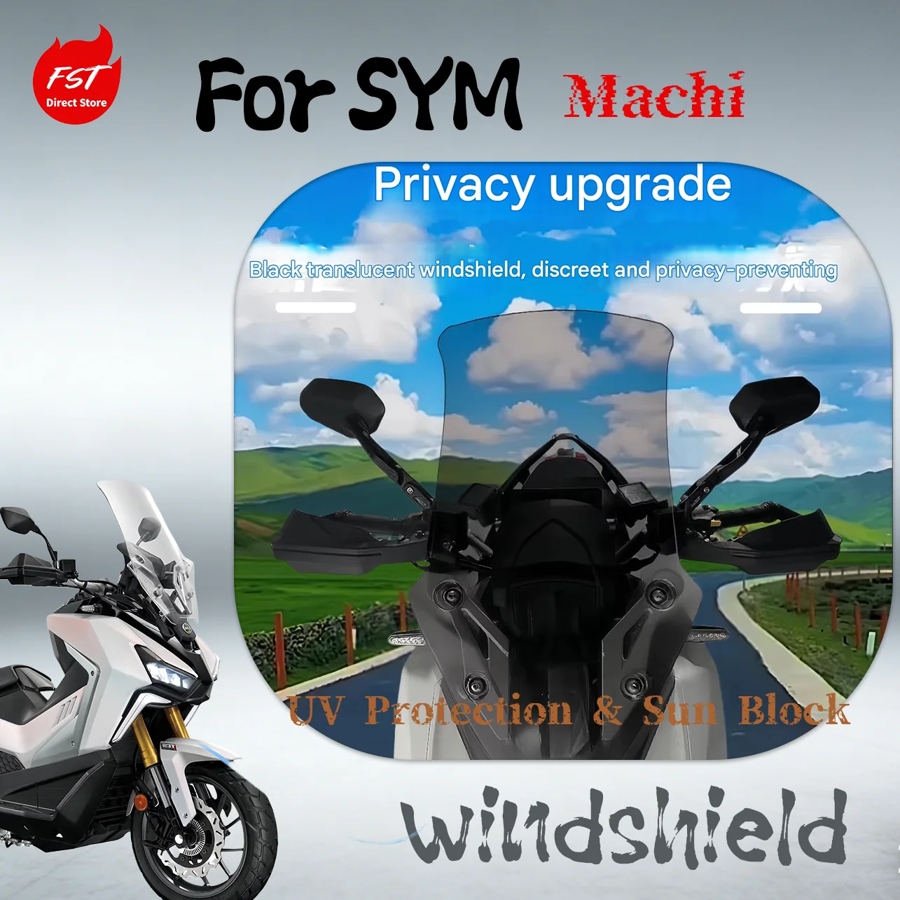 

Extended Wind Deflector for SYM Cruisym 150 Scooter, UV Protection & Windproof