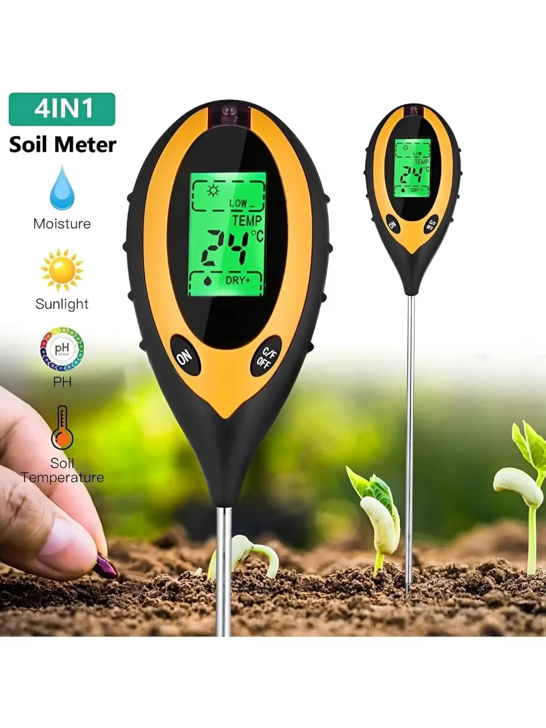 Nieuwe Bodem pH Meter 3 in 1/4 in 1 PH Licht Vocht Zuurgraad Tester Bodem Tester Vochtmeter Plant Bodem Tester Kit voor Bloemen - afbeelding 2