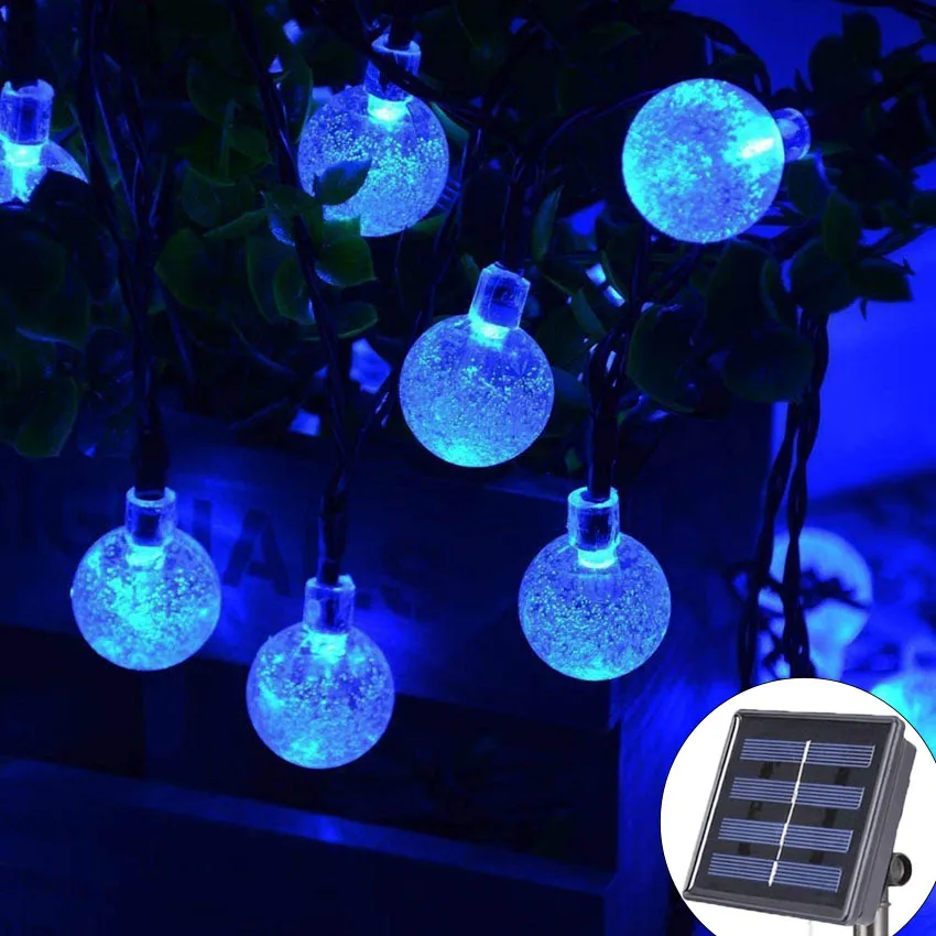 Luzes solares ao ar livre com bola de bolha LED, luzes decorativas coloridas para jardim