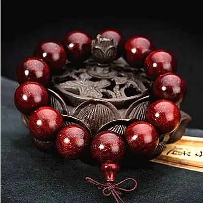 high quality 20mm authentic India Natural Lobular Red Sandalwood wooden Buddha Beads Bracelets Golden Star Old Material Jewelry