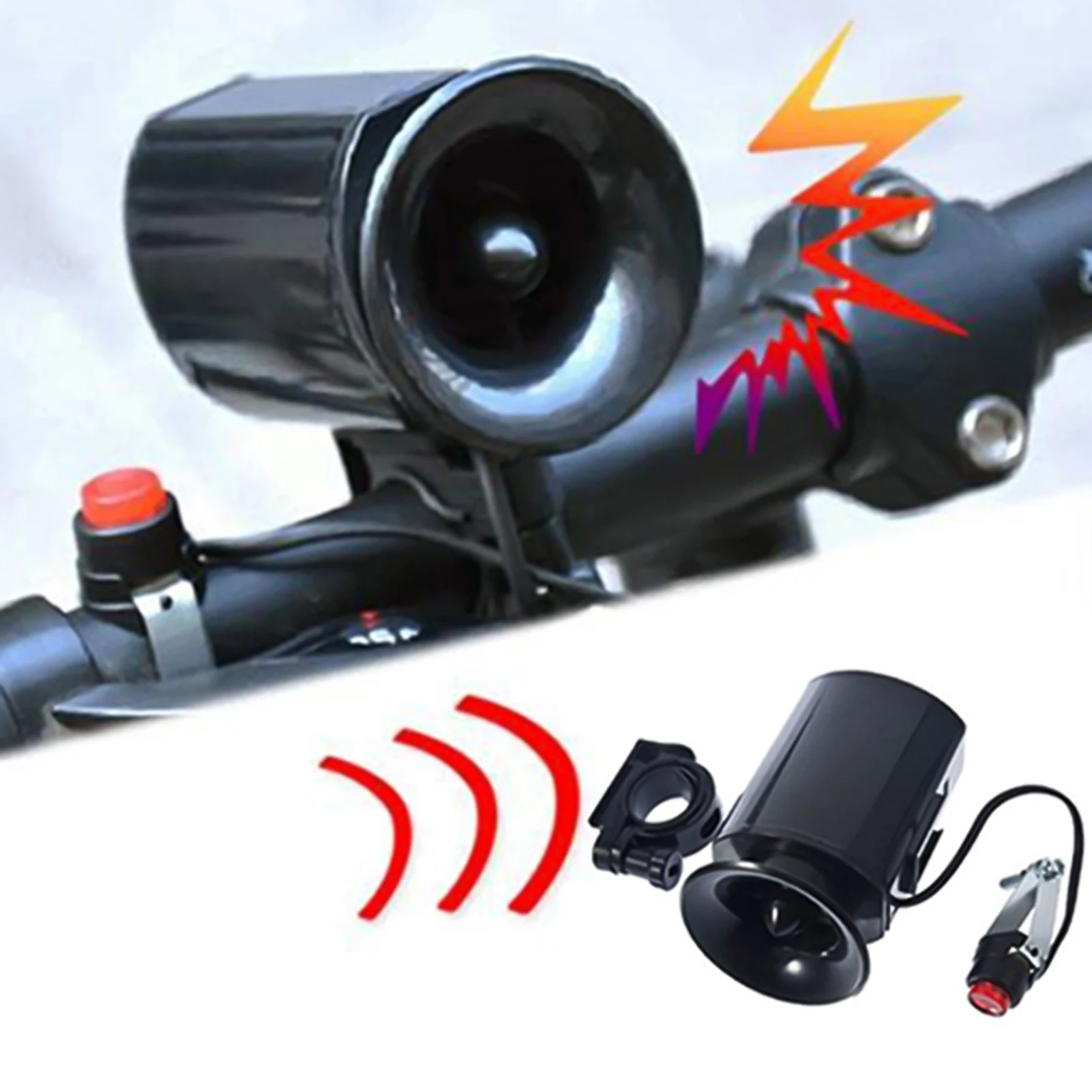 Electronic Bike Bicycle Ultra Loud Bell 6 Sound Effects Waterproof Alarm Speaker Bike Bicycle Accessories Battery Included