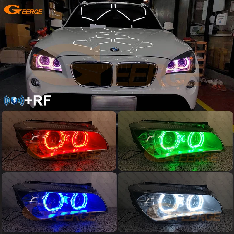 

For BMW X1 E84 2009 2010 2011 2012 - 2015 Bluetooth App DTM Style Multi Color Ultra Bright RGB LED Angel Eyes Kit Halo Rings