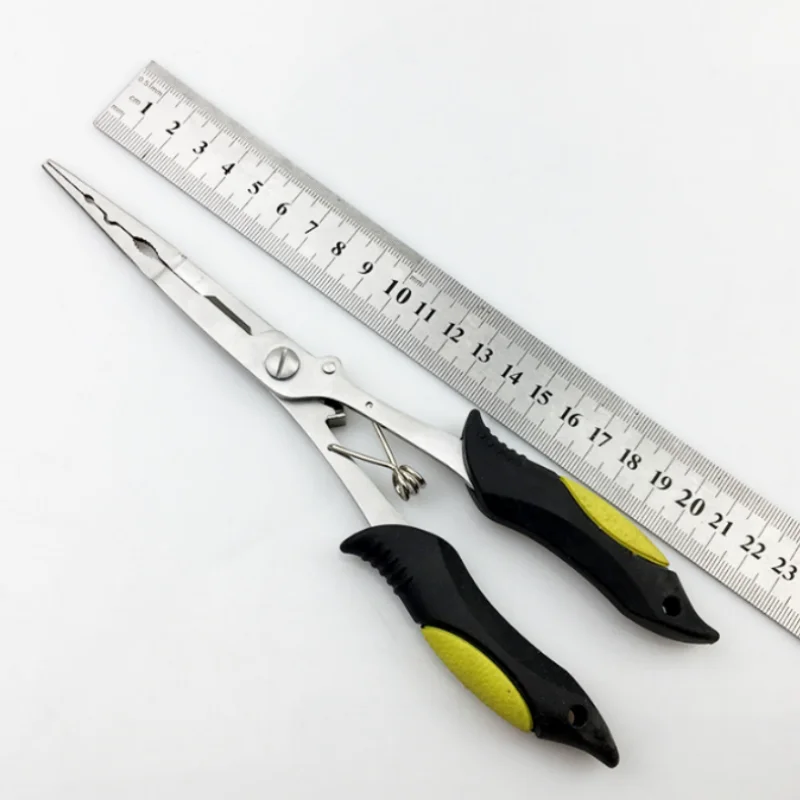 ISURE MARINE Long Mouth Stainless Steel Multi Functional Fishing Tong Fish Mouth Tong Hook Rubber Handle Fishing Supplies