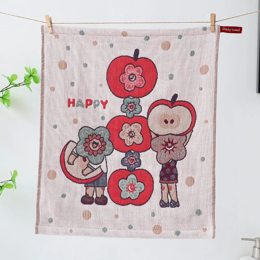 34*40cm Pure Cotton Dish Cloth 4 Layer Cotton Gauze Decorative Tea Towel Quick Dry Floral Large Hand Towel for Home Restaurant