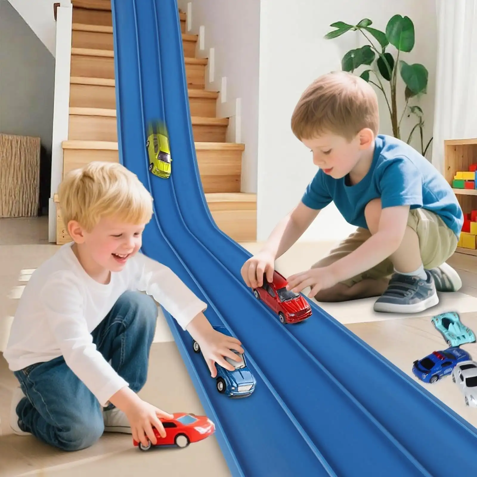 13Ft Flexible Track Toy & Mini Car DIY Competitive Rail Vehicle Game Educational Gift for Children Christmas