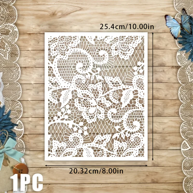 1pc Lace Texture Painting Stencil, 10x8 Inches, Suitable for DIY Art Projects on Wood, Furniture, Paper, and Fabric