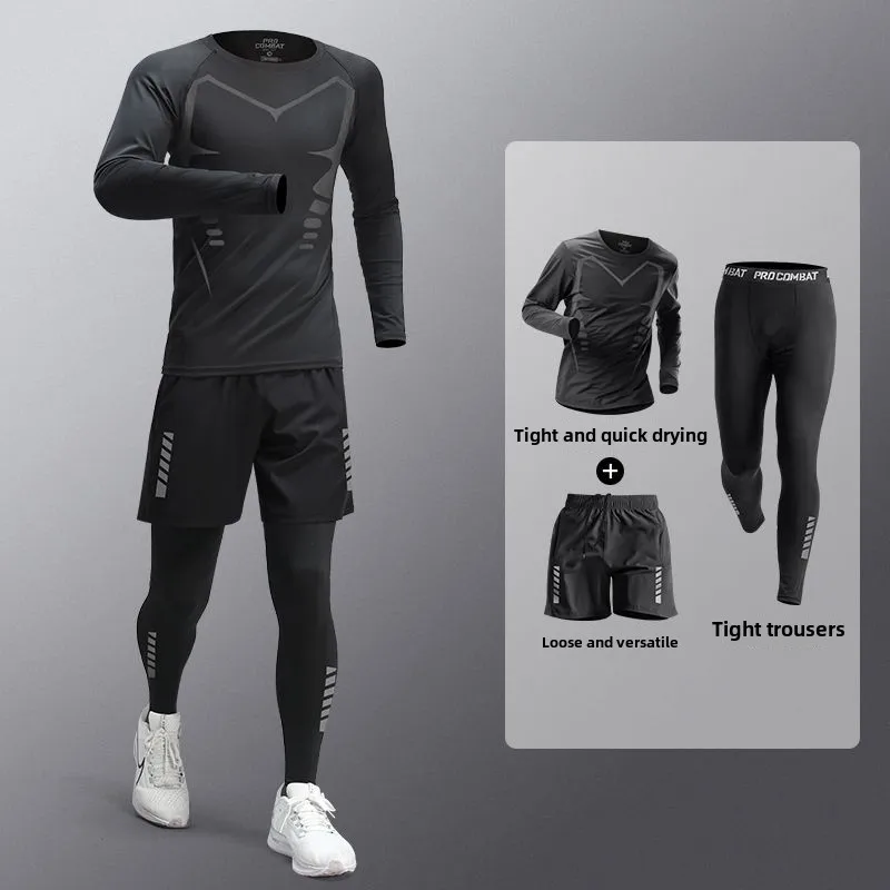 Men\'s Fitness Running Set Quick-Dry Clothes Professional Morning Runs Marathons Training Outdoor Activities Men\'s Sportswear Set