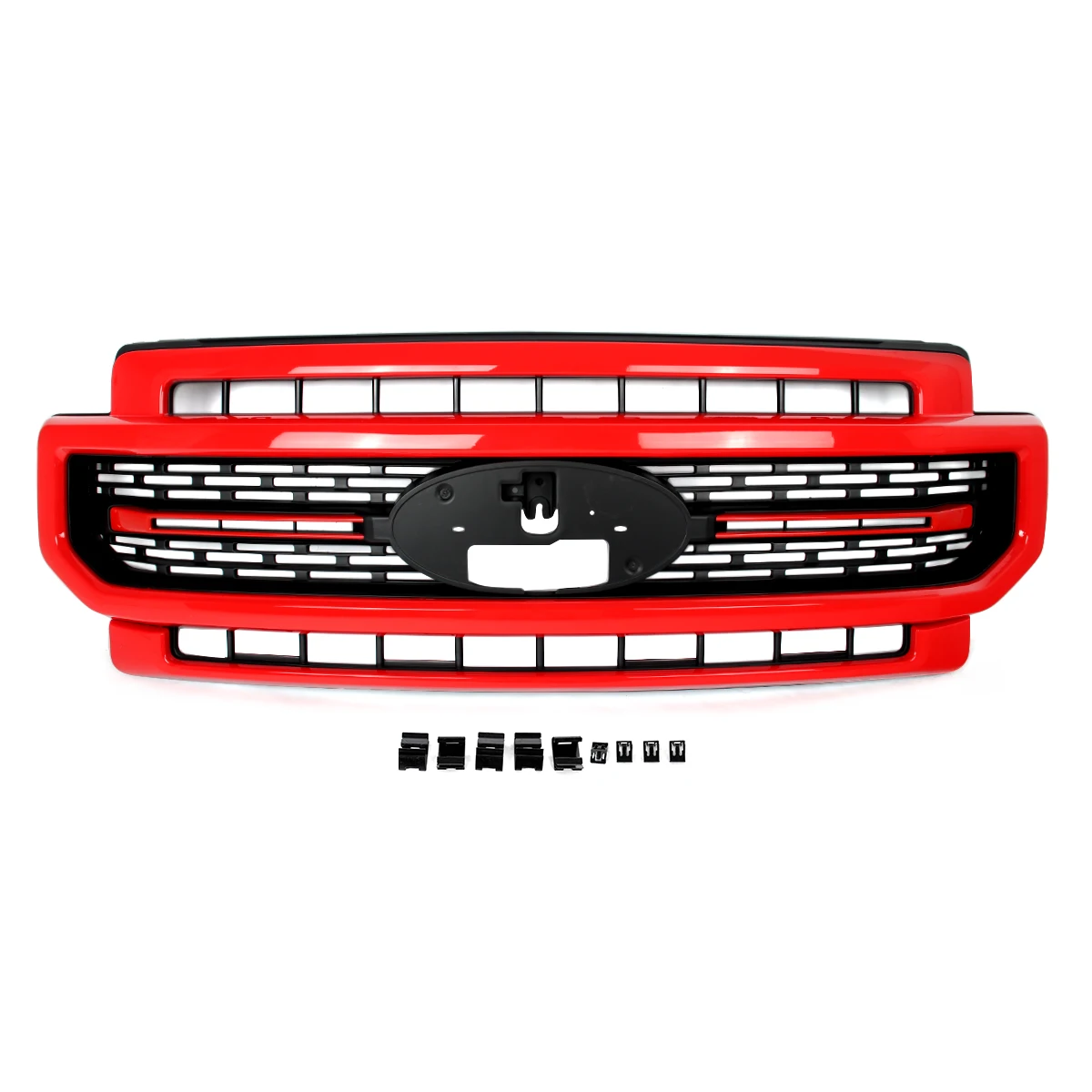 Front Grille Car Upper Hood Cover Mesh Grid Grills Front Bumper Grille For 2020-2022 F250 F350 Lariat Sport Super Duty Race Red