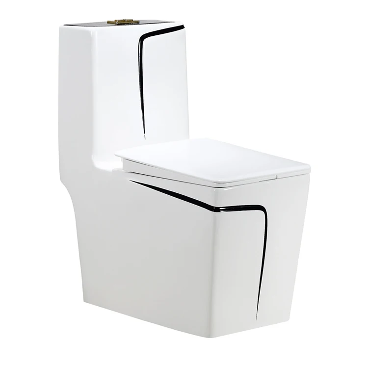 Flushing S-trap/P-trap Ceramic Floor Mounted One Piece Black Toilet