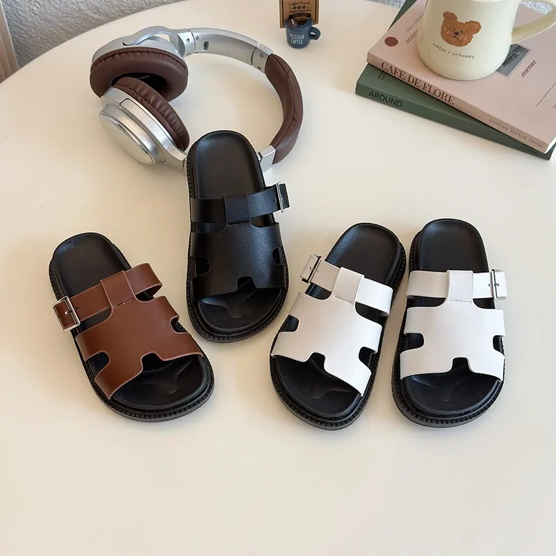 

Children's Casual Sandals Years Old Summer Brown Boys Girls Beach Shoes White Soft Bottom Non-slip Kid Beach Sandals Slippers