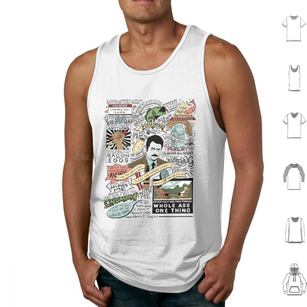 Ron Swanson Best Quotes ( Colorized ) Classic Tank Tops Print Cotton Roland Kaiser Deutscher Rip Roland Kaiser Rest In