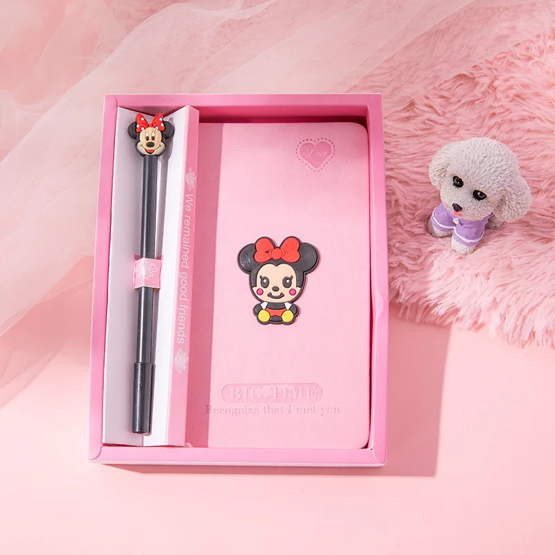 Disney Mickey and Minnie Diary + Ballpoint Pen Set Trend Creative Hand Ledger Cute Notebook Student Workbook Gift