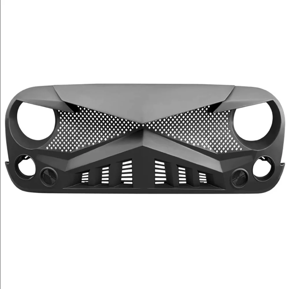 Knight Style Front Grille Bumper Grilles Cover For Jeep Wrangler JK 2007-2017 Gloss Black Replace Original Car Front Grille