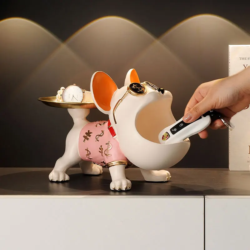 

Статуя собаки из смолы, скульптура бульдога, лоток для хранения, фигурка животного, украшение из смолы, художественная модель собаки, современный домашний декор, подарок