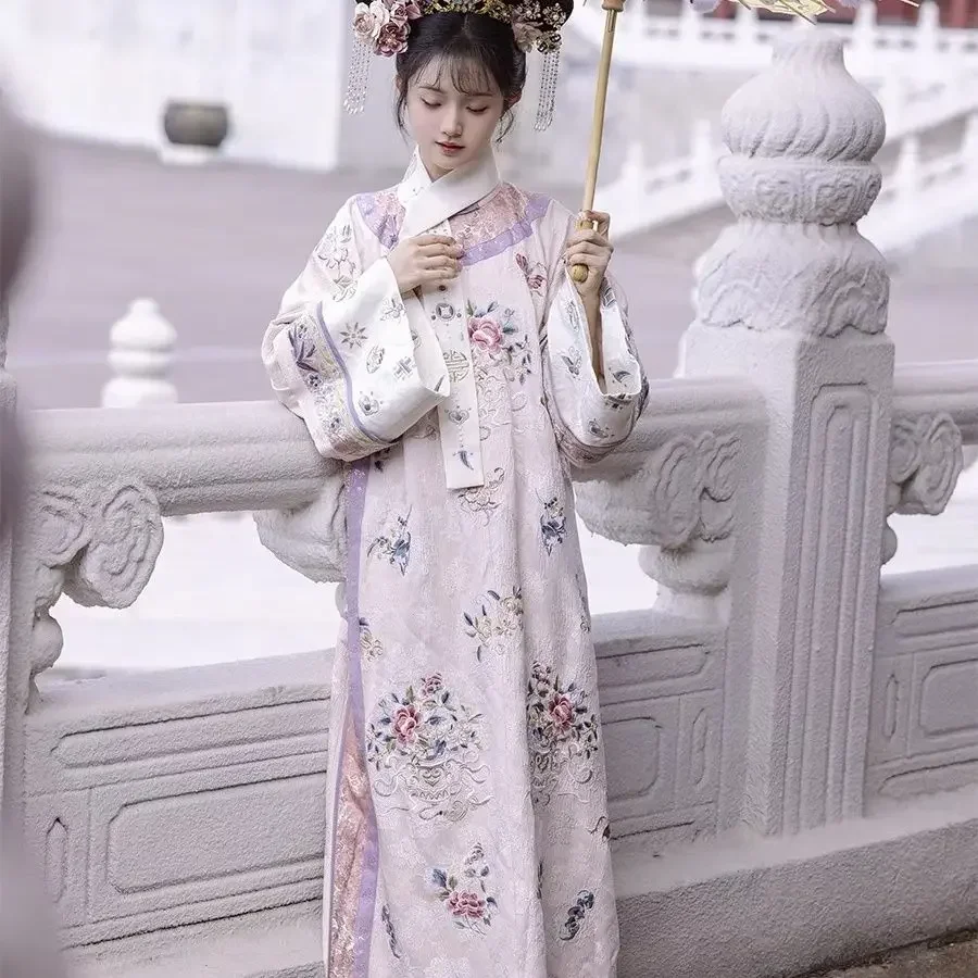 Qing Dynasty Printed Ancient Clothes Hanfu Female Cloak Skirt Chinese Silk Embroidered princess Hanfu Full Set