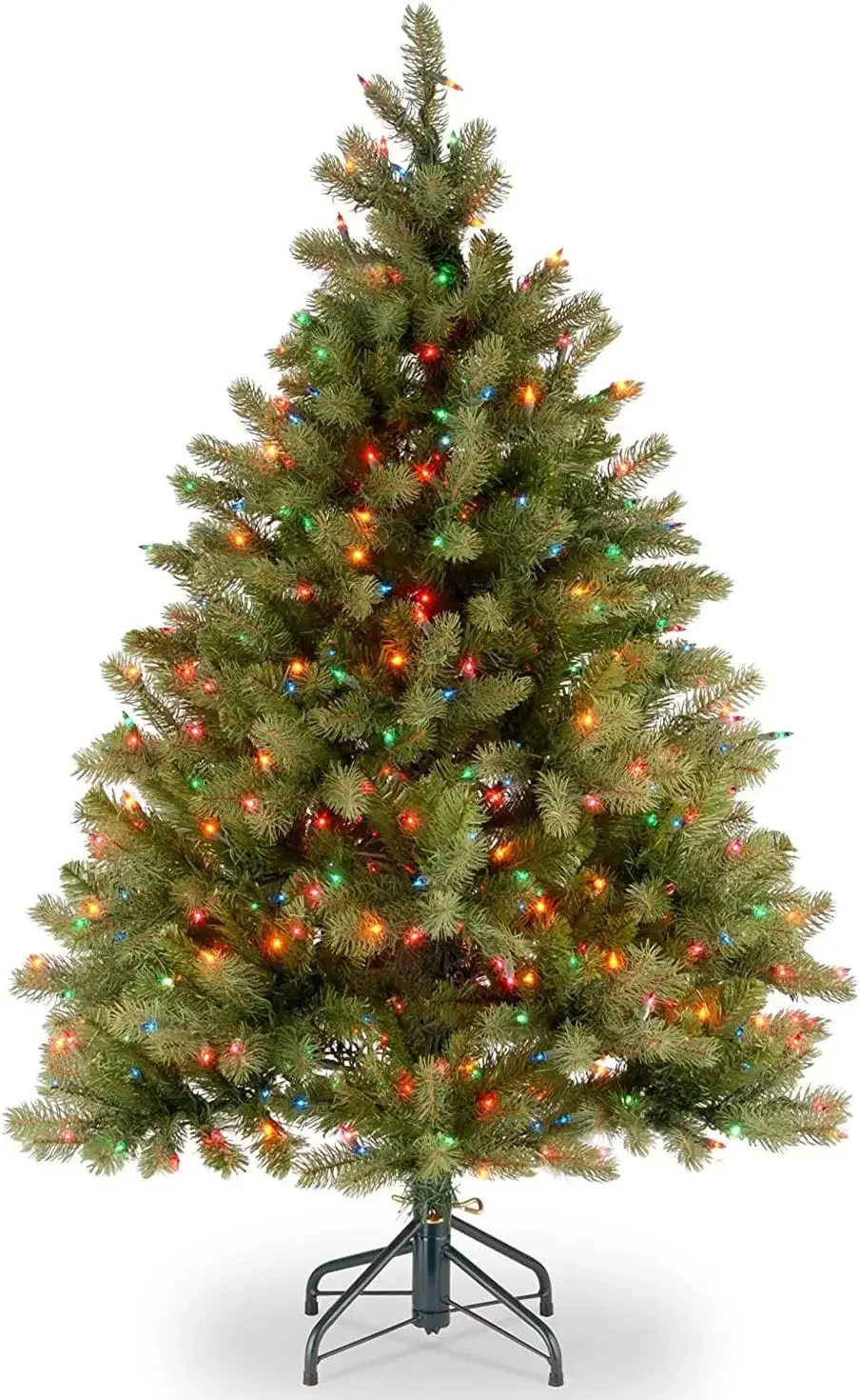 

Full Downswept Christmas Tree, Green, Douglas Fir, Multicolor Lights, Includes Stand, 4.5 feet