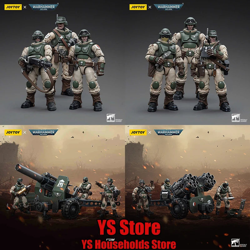 JOYTOY Warhammer 40K 1/18 Astra Militarum Ordnance Team with Malleus Rocket Launcher Solider Model 3.75 Inches Action Figure