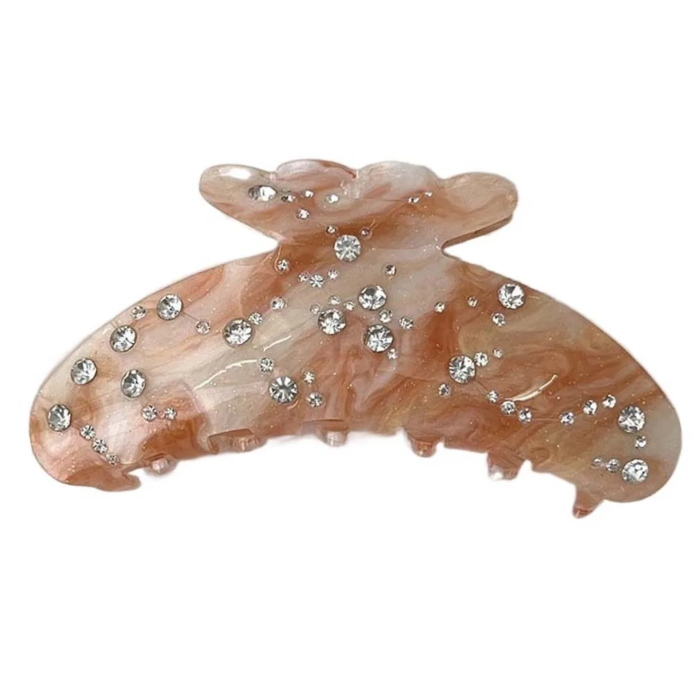 

Fish Tail Design Acetic Acid Shark Clip Waterproof Sparkling Acrylic Rhinestone Hair Claw Ocean Series Korean Style