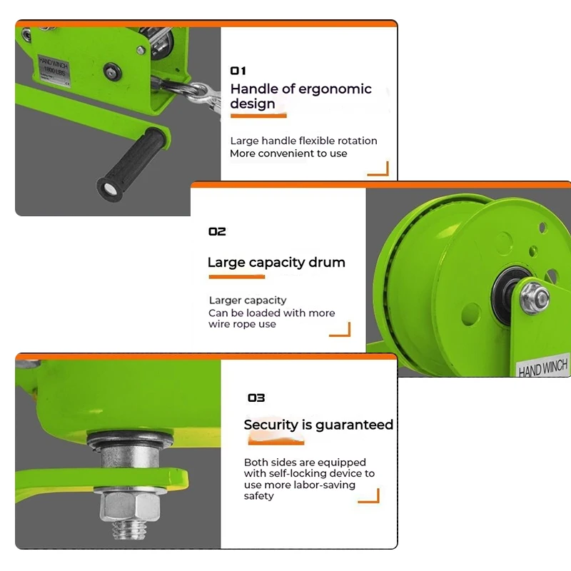 ثنائي الاتجاه الذاتي قفل اليد تعمل ونش اليدوي رافعة الجر ونش صغير رفع رافعة رافعة المنزلية #4